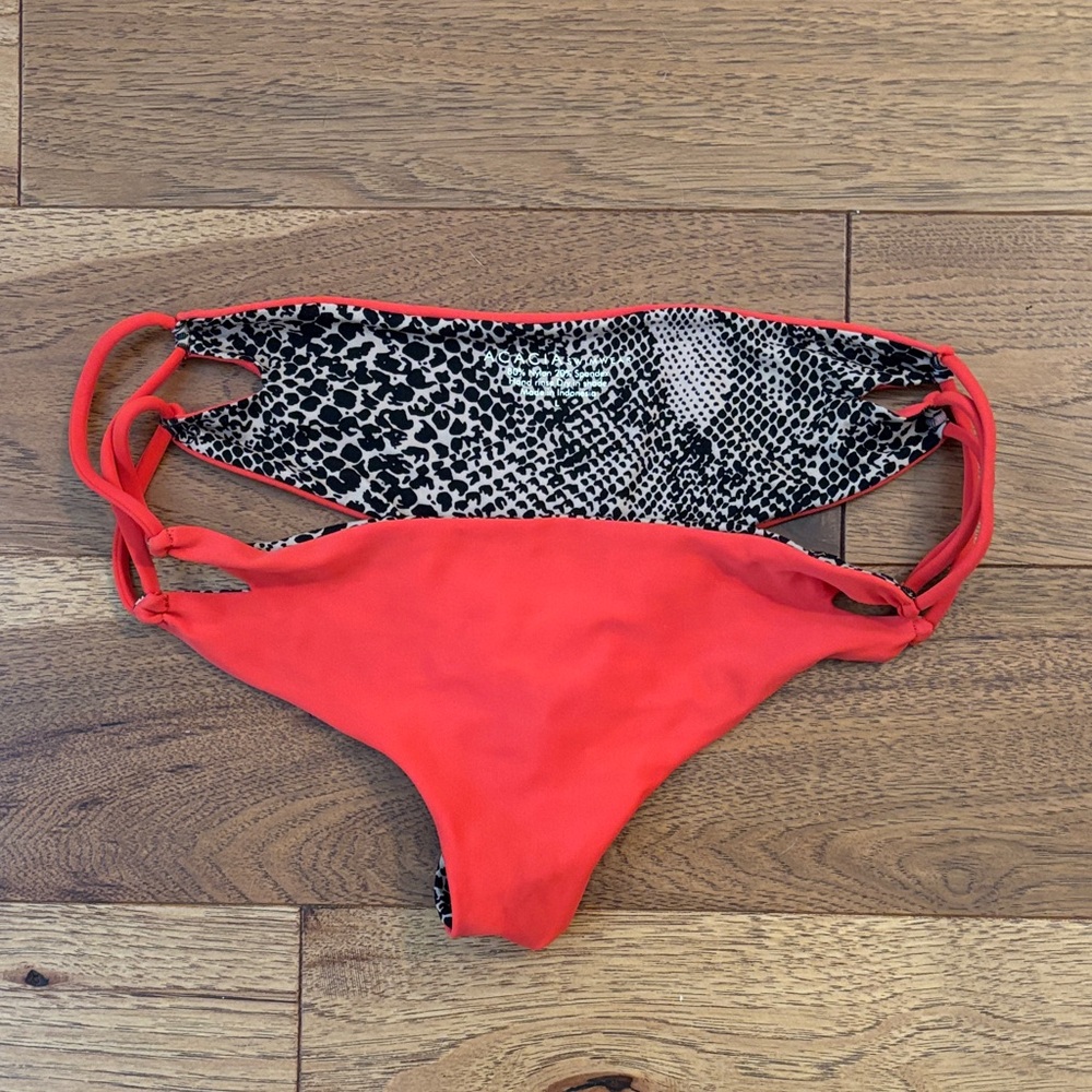 acacia swimwear Reversible Red & Black Leopard-Print Bikini Bottom